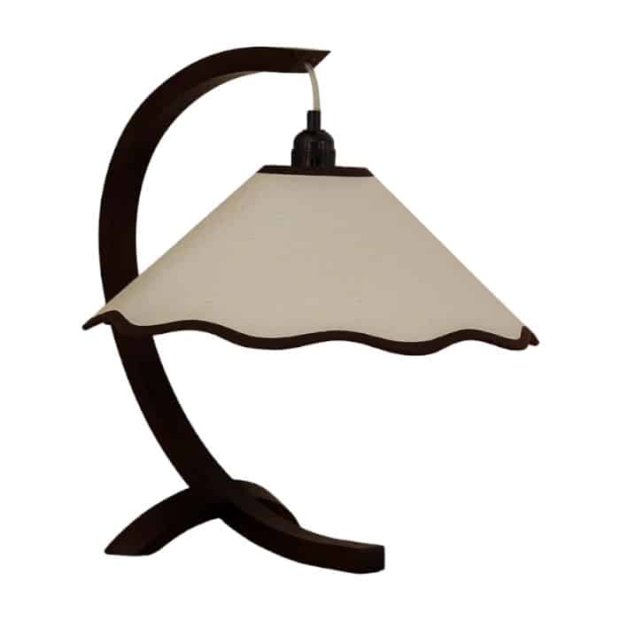 Wooden table lamp with linen scalloped shade