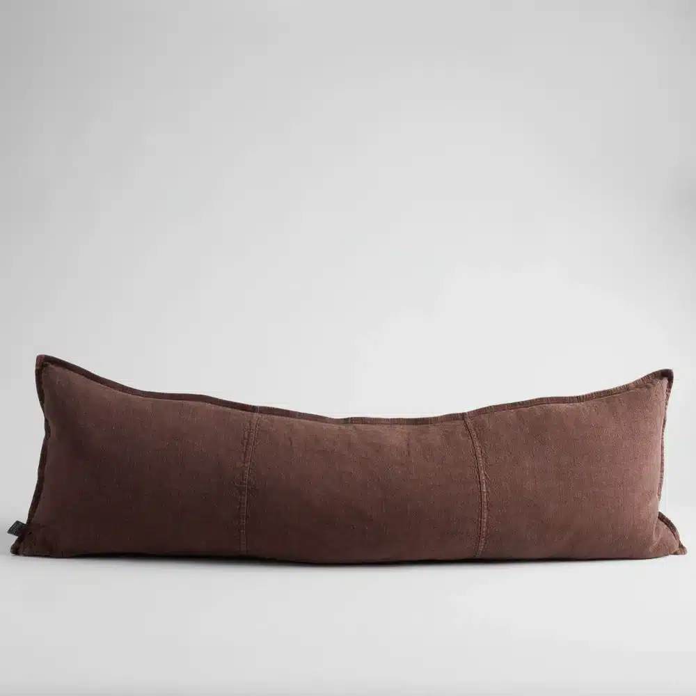 Luca Linen Long Lumbar Cushion - Chocolate