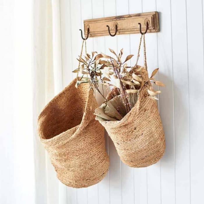 Artisan Handwoven Hanging Sacks - Natural Jute - Set of 2 - Image 2
