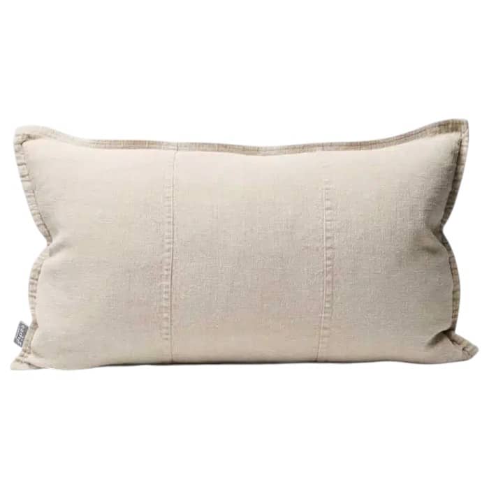 Eadie Luca Cushion in Natural, 100% linen cushion with stitched panel detailing and relaxed flanged edges