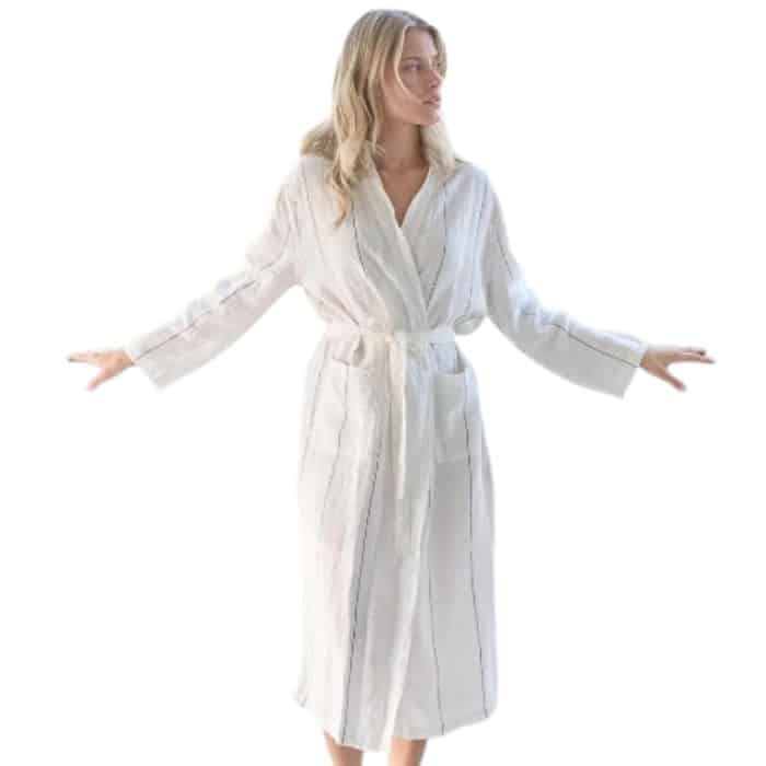 Our reimagined & much loved loungewear is streamlined & modernised. Our new Fundamental Linen Robe can be worn as the most stylish house gown, or left open as a beautiful linen robe. It is crafted from the softest European linen that keeps you cool in summer and warm in winter.