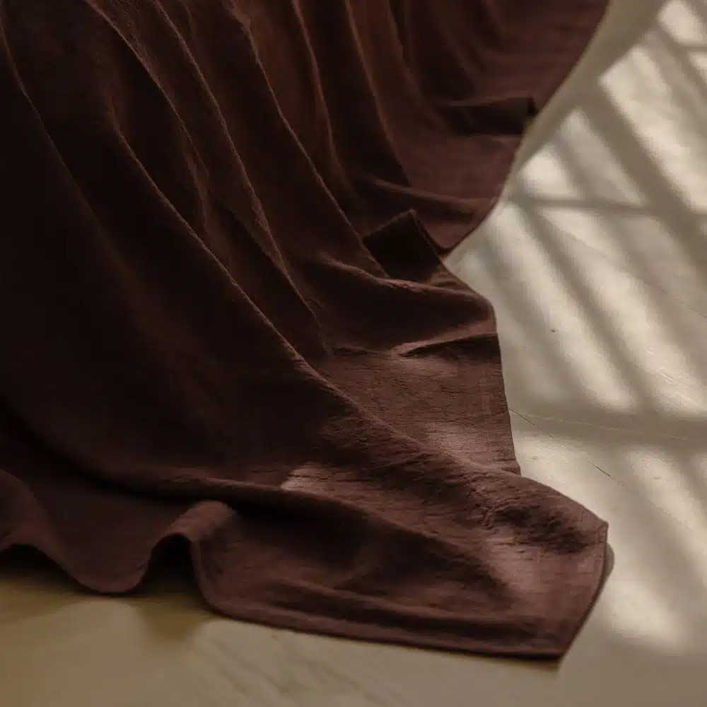 Luca Linen Bed Cover - Chocolate - Image 4
