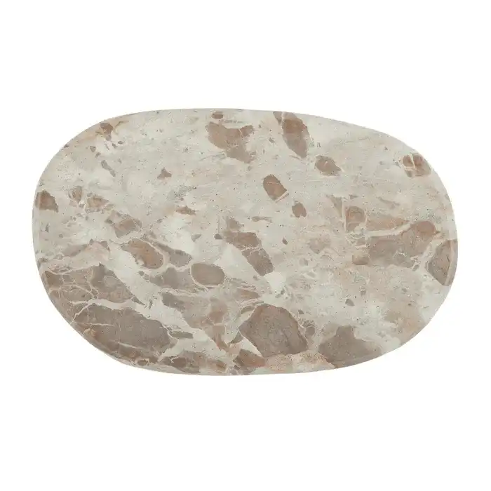 Large Xena Marble Serving Board in taupe marble, 24x38cm oval stone board with natural veining